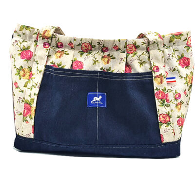 TOTE BAG MINI BICOLORE ROSE DE PRINTEMPS / Bleu