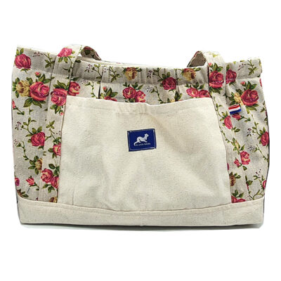 TOTE BAG MINI BICOLORE ROSE DE PRINTEMPS / ÉCRU