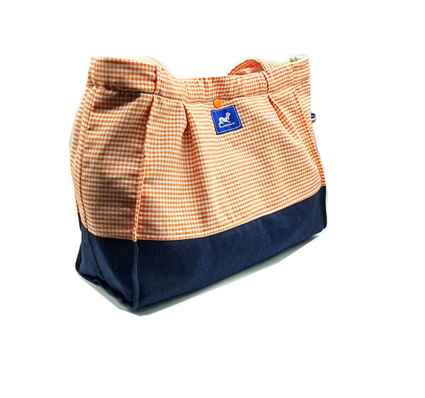 TOTE BAG MINI BICOLORE VICHY ORANGE – Image 3
