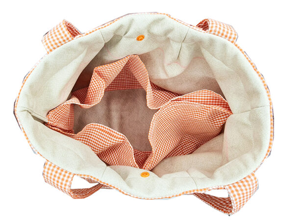TOTE BAG MINI BICOLORE VICHY ORANGE – Image 5