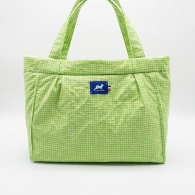TOTE BAG MINI ARTISANAL EN COTON VICHY VERT ACIDULÉ – ANTONIA